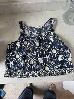 C&C California Navy and White Sun & Star Cropped Camisole